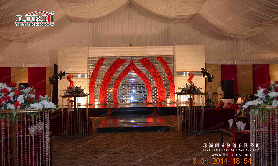 party tent with lining decorations