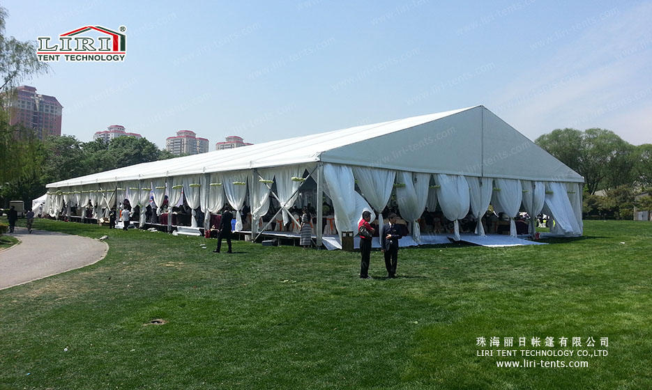 white marquee and party tent with lining decorations