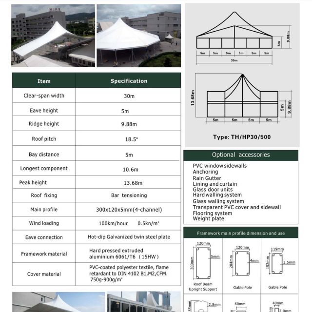 30m Span High Peak Mixed Tent