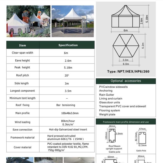 6m Span Polygon High Peak Tent