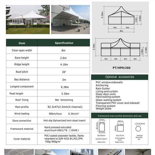 8m Span High Peak Mixed Tent
