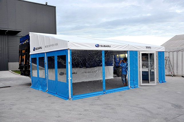 trailer tent with glass door