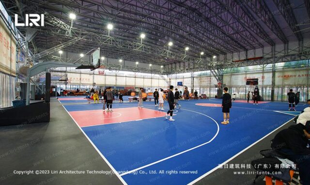 Basketball court roof electric push pull shed