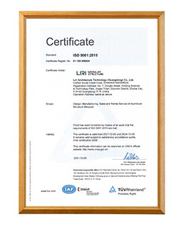 Certificate of ISO 9001 2015